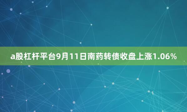a股杠杆平台9月11日南药转债收盘上涨1.06%